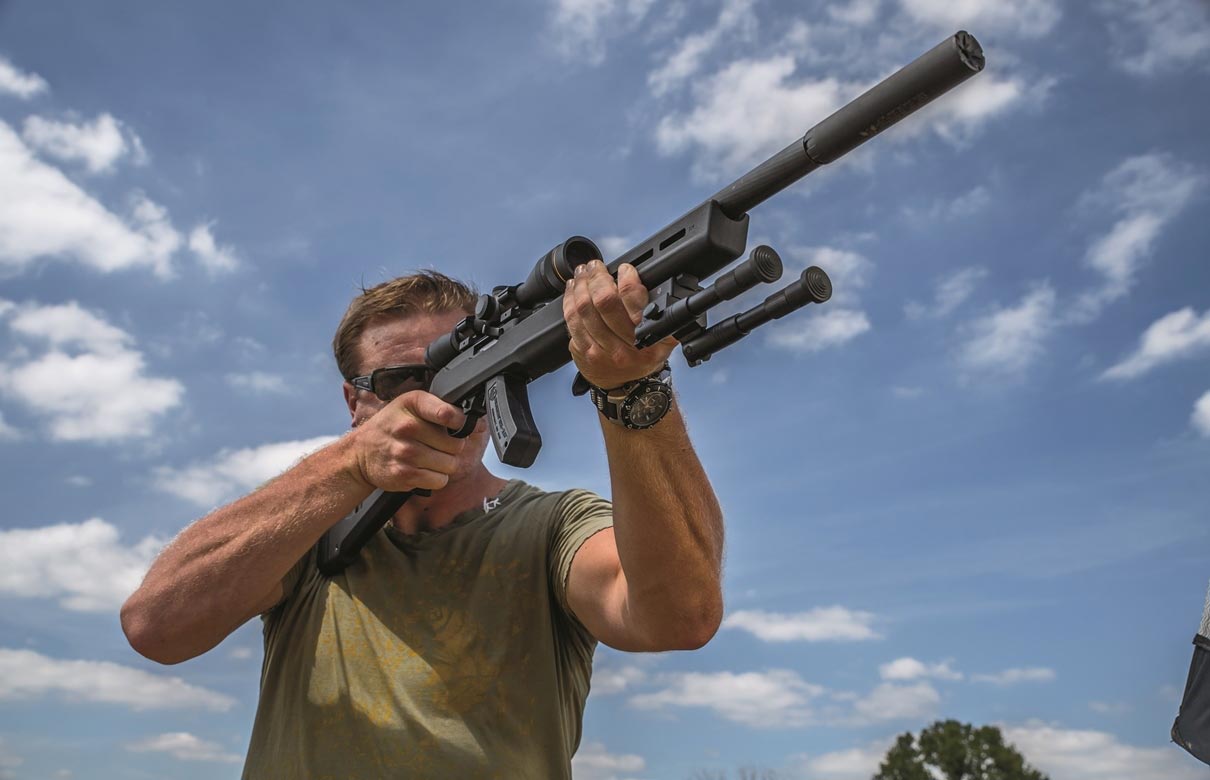 The ELEY subsonic hollow ammunition is a great match for the Ruger 10/22 Tactical. The author finds the combination easy and fun to shoot. (Sean Utley photo)